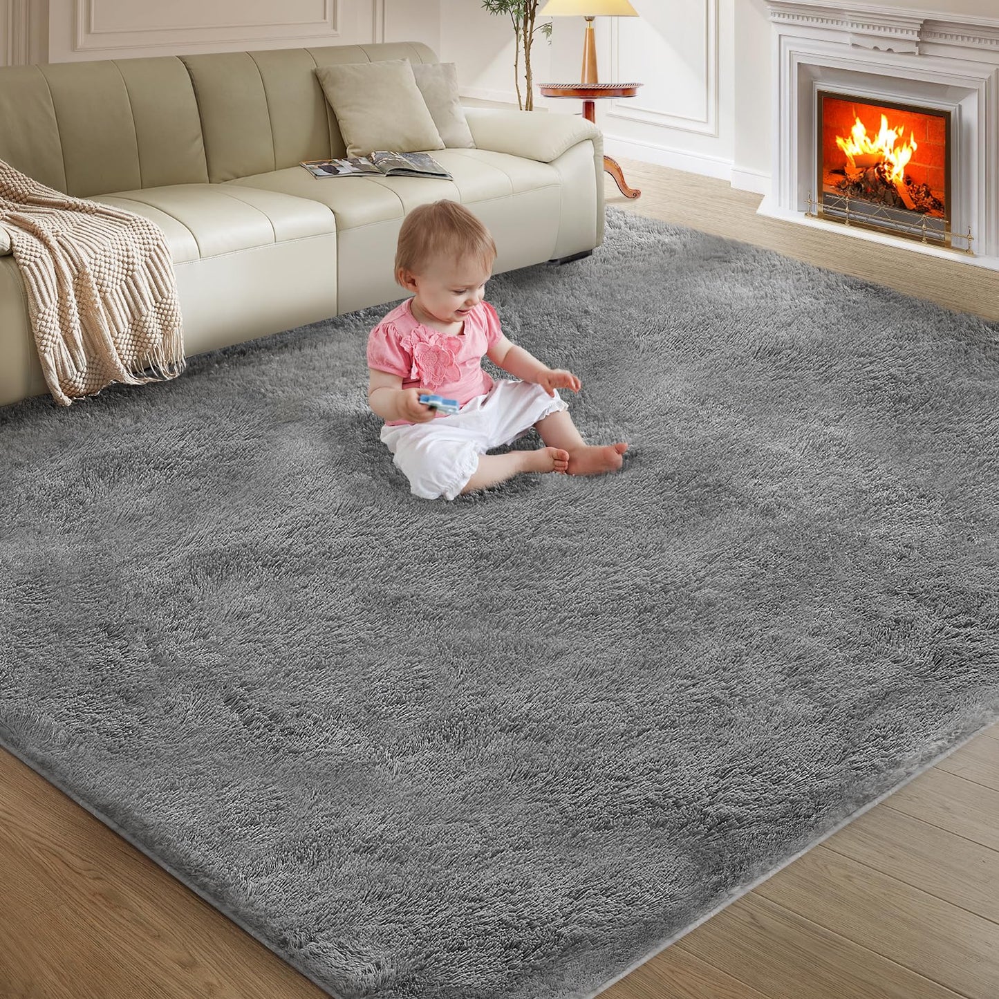 5x8 Grey Ultra-Soft Shag Rug