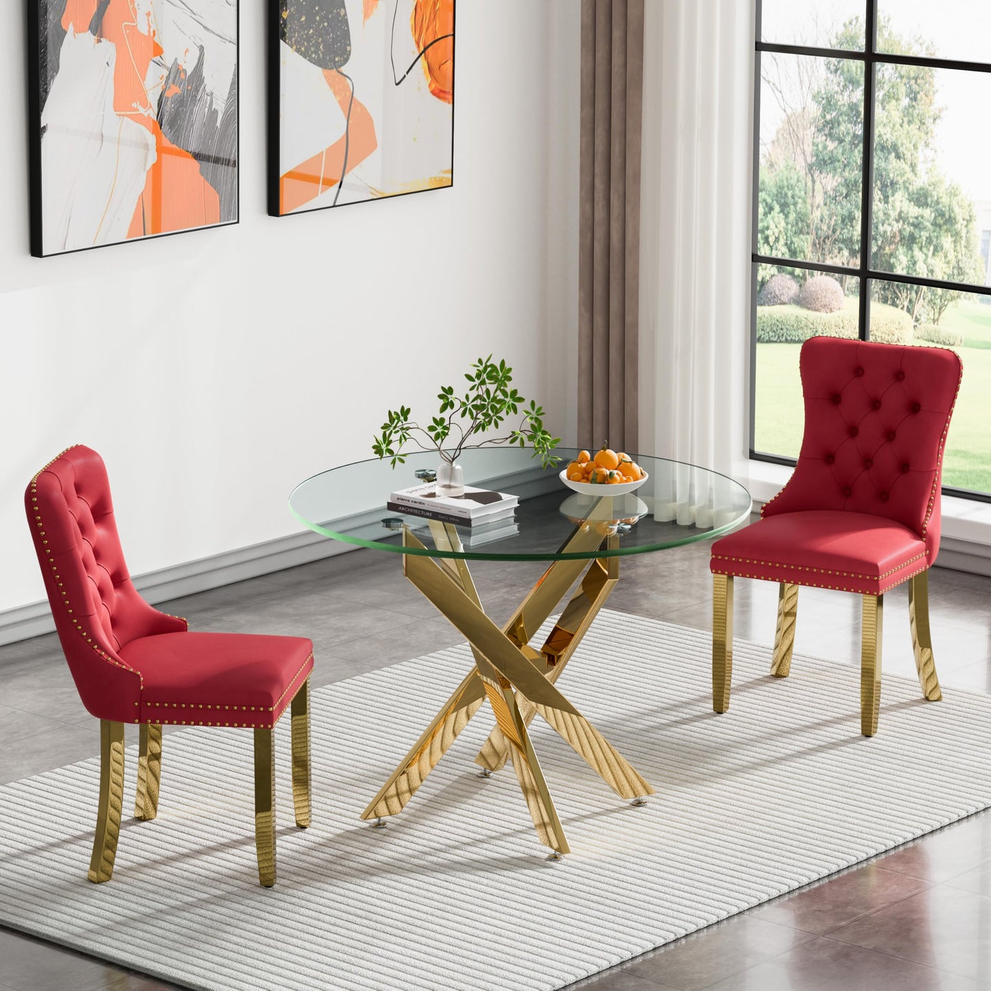 36" Silver Glass Dining Set – 5 Pieces