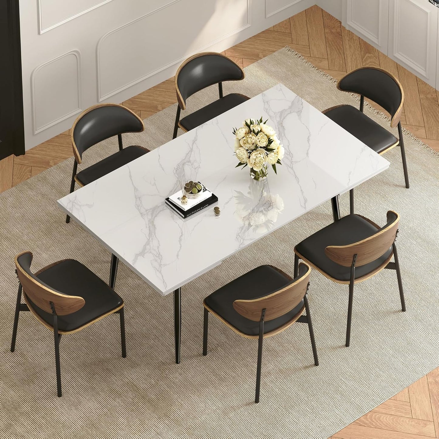 Modern Extendable Dining Table – White Top