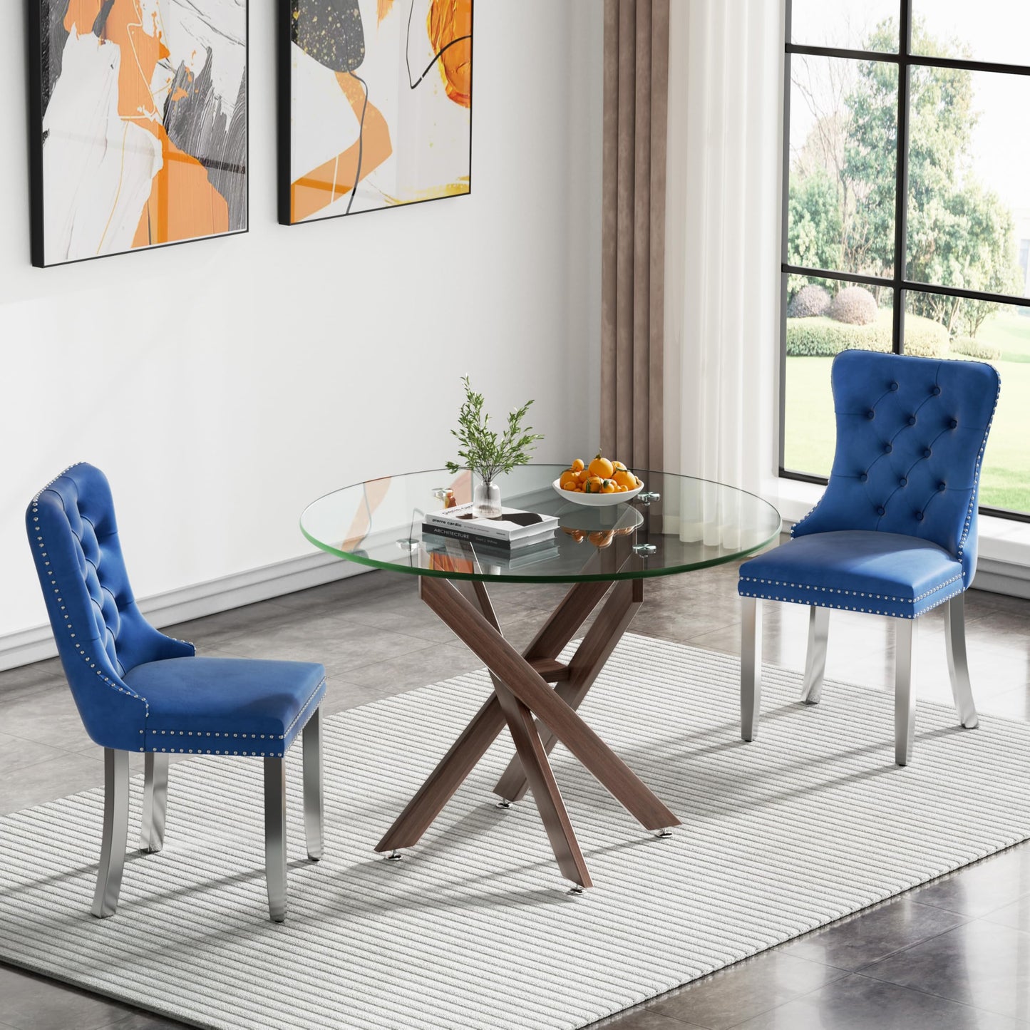 36" Silver Glass Dining Set – 5 Pieces