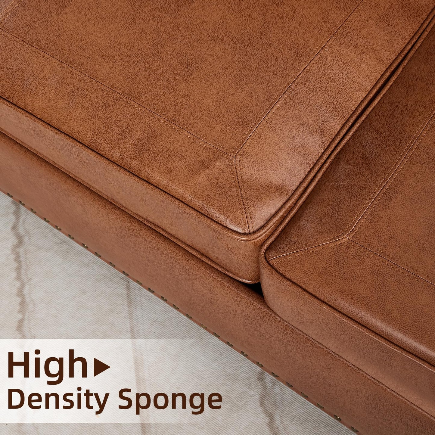 WILLOVE 79" Black Faux Leather Sofa