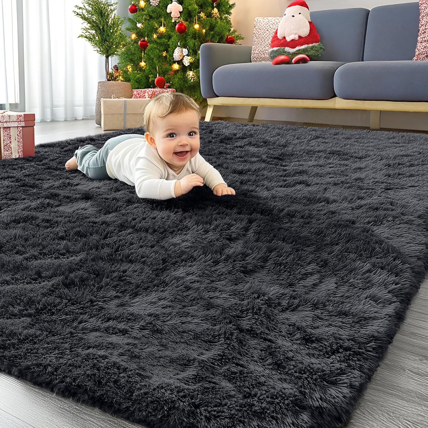 OLANLY 4x5.9 Grey Shag Rug