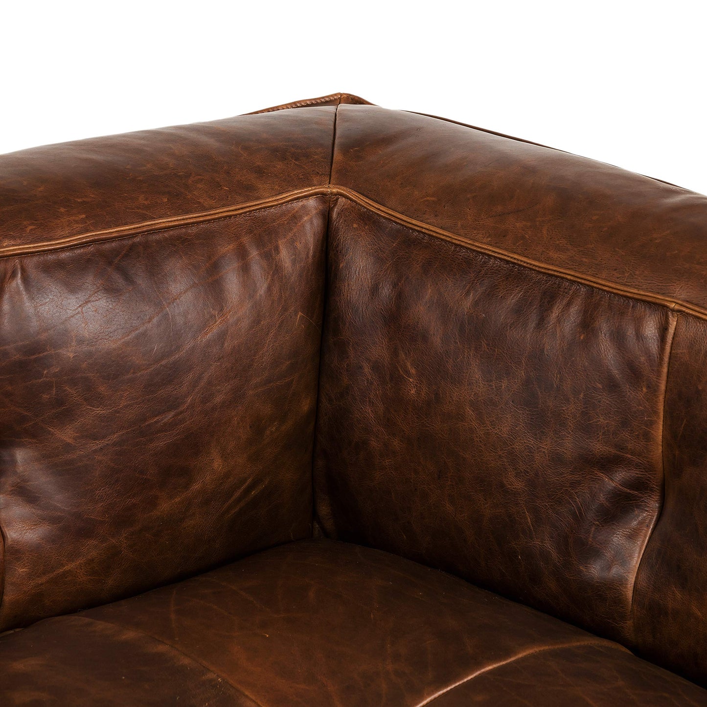 88" Girona Leather Sofa, Cognac Tan