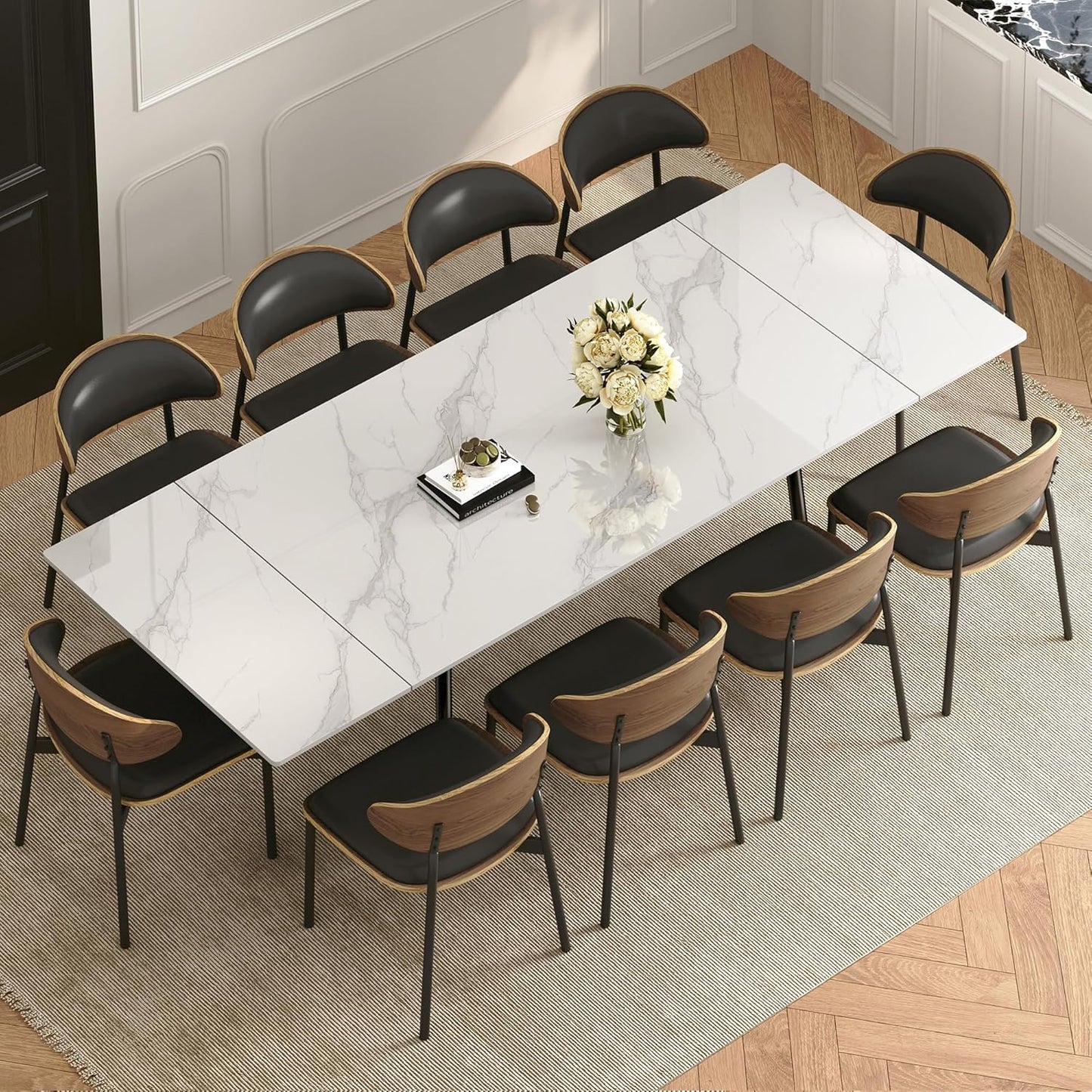 Modern Extendable Dining Table – White Top