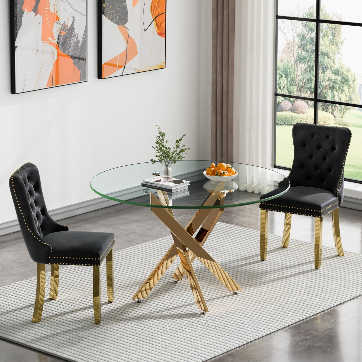 36" Silver Glass Dining Set – 5 Pieces