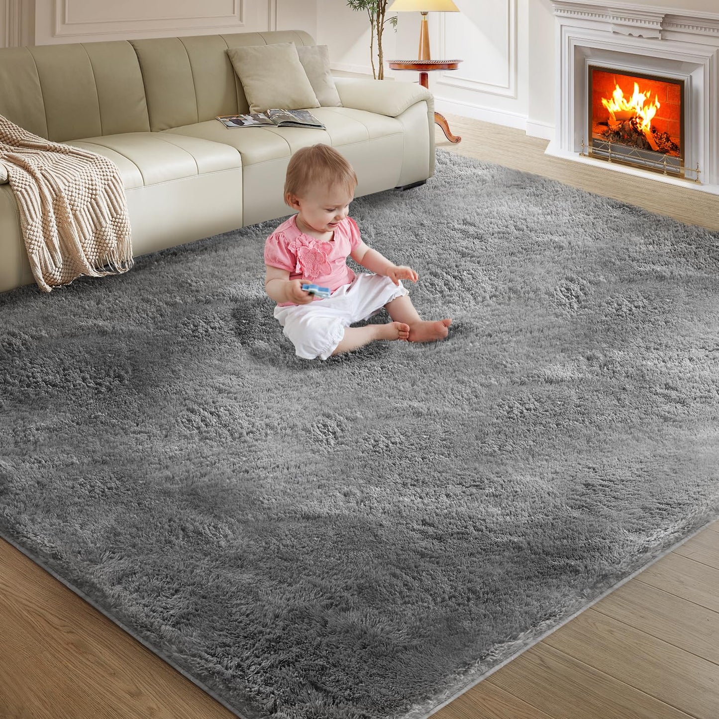 5x8 Grey Ultra-Soft Shag Rug