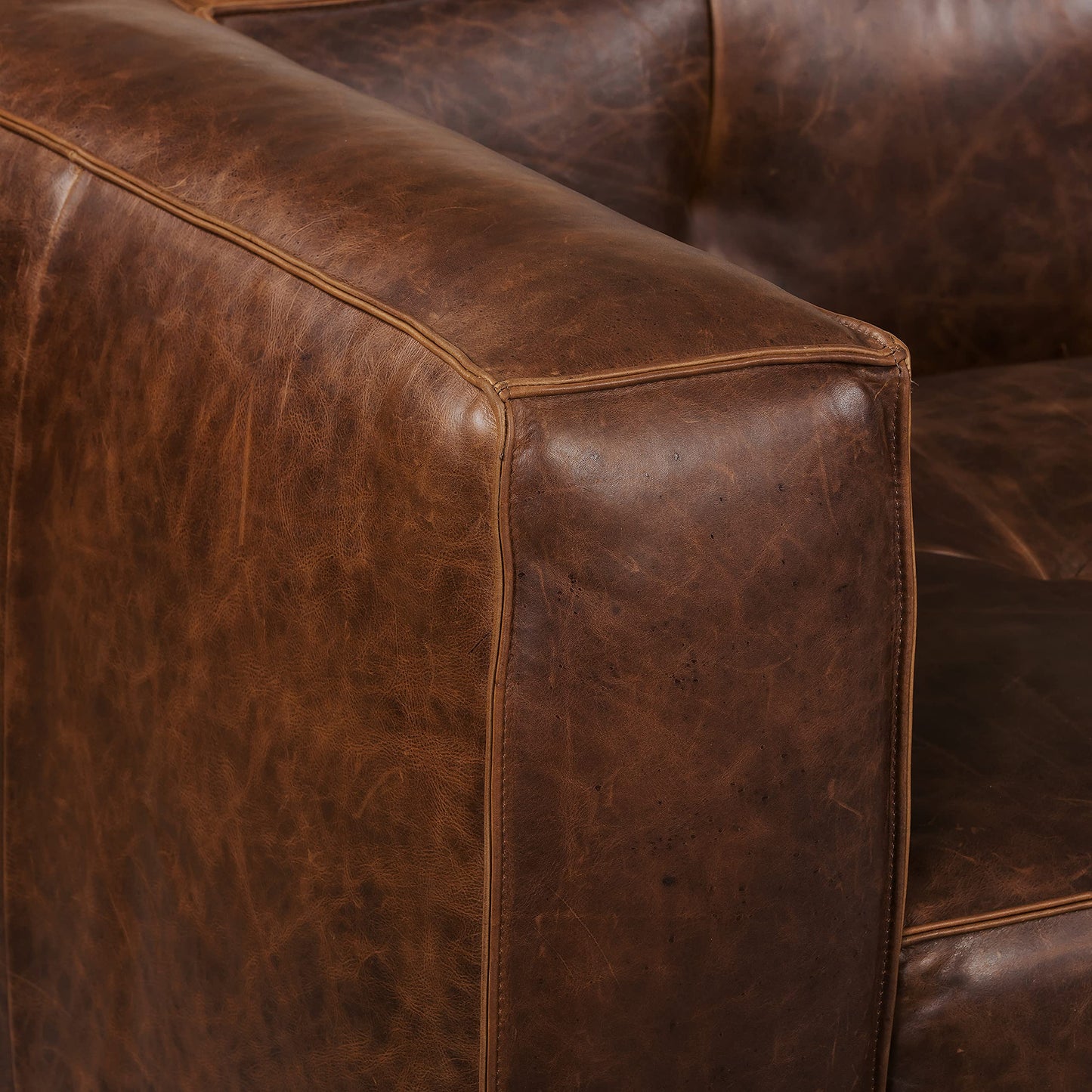 88" Girona Leather Sofa, Cognac Tan