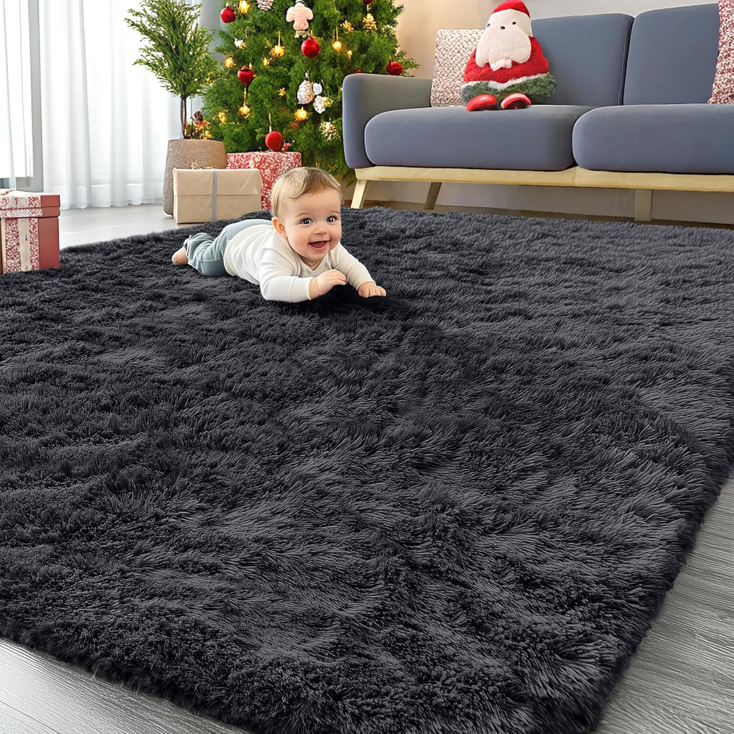 OLANLY 4x5.9 Grey Shag Rug