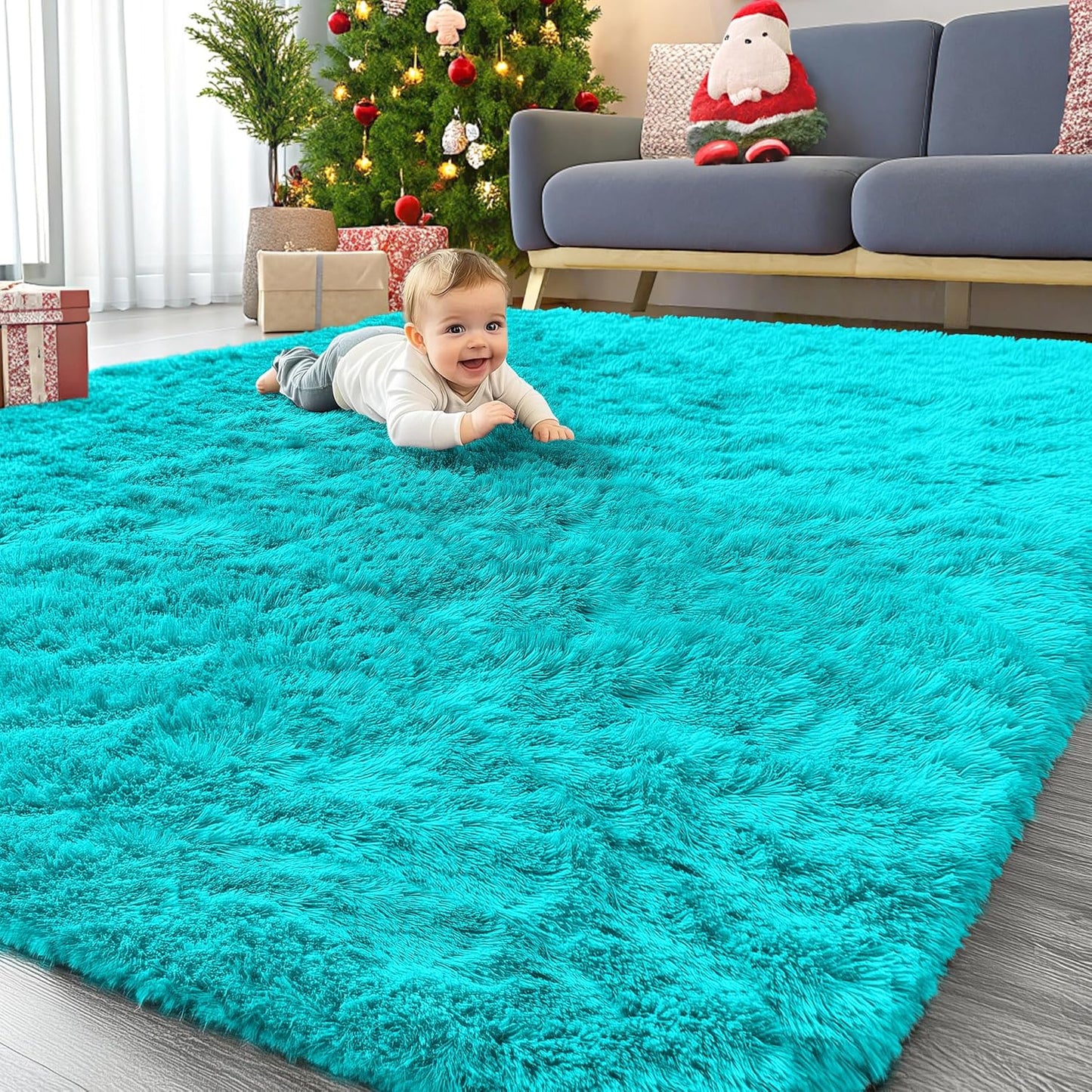 OLANLY 4x5.9 Grey Shag Rug