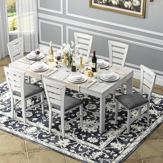 6-Piece Grey Solid Wood Dining Set