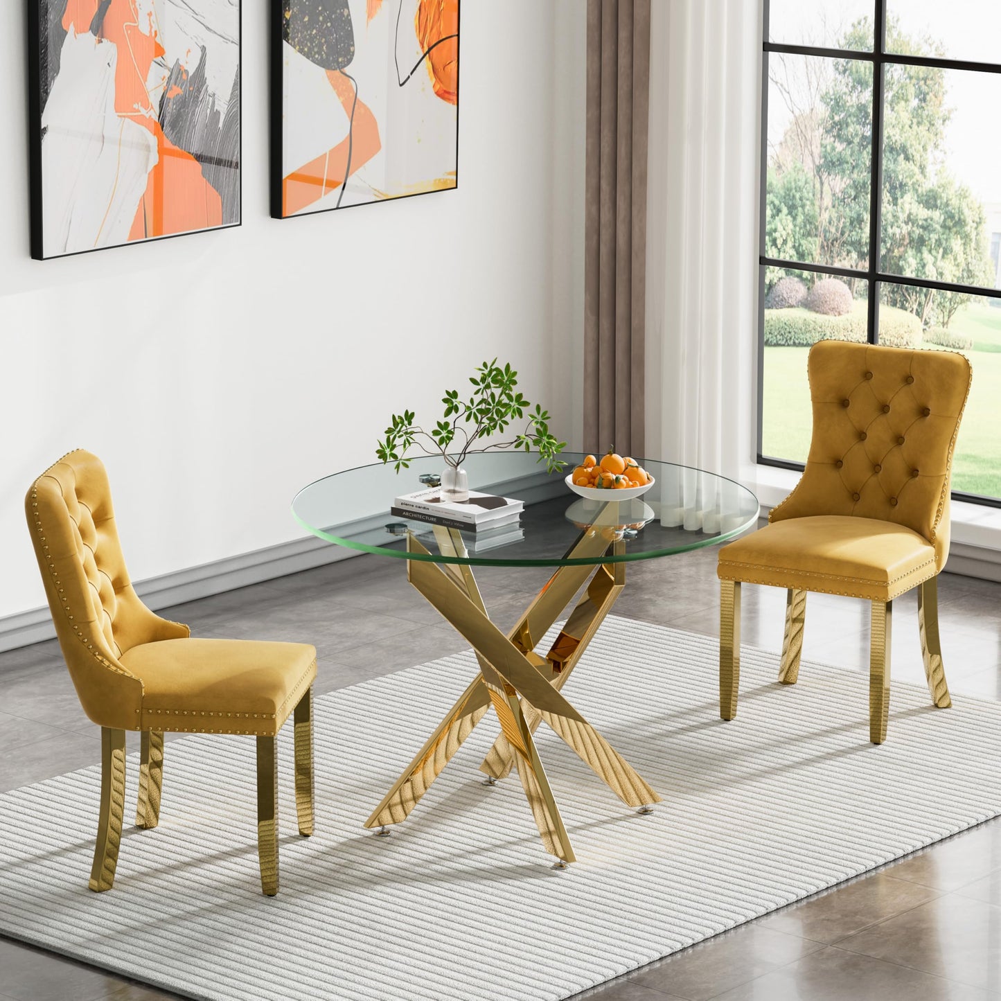 36" Silver Glass Dining Set – 5 Pieces