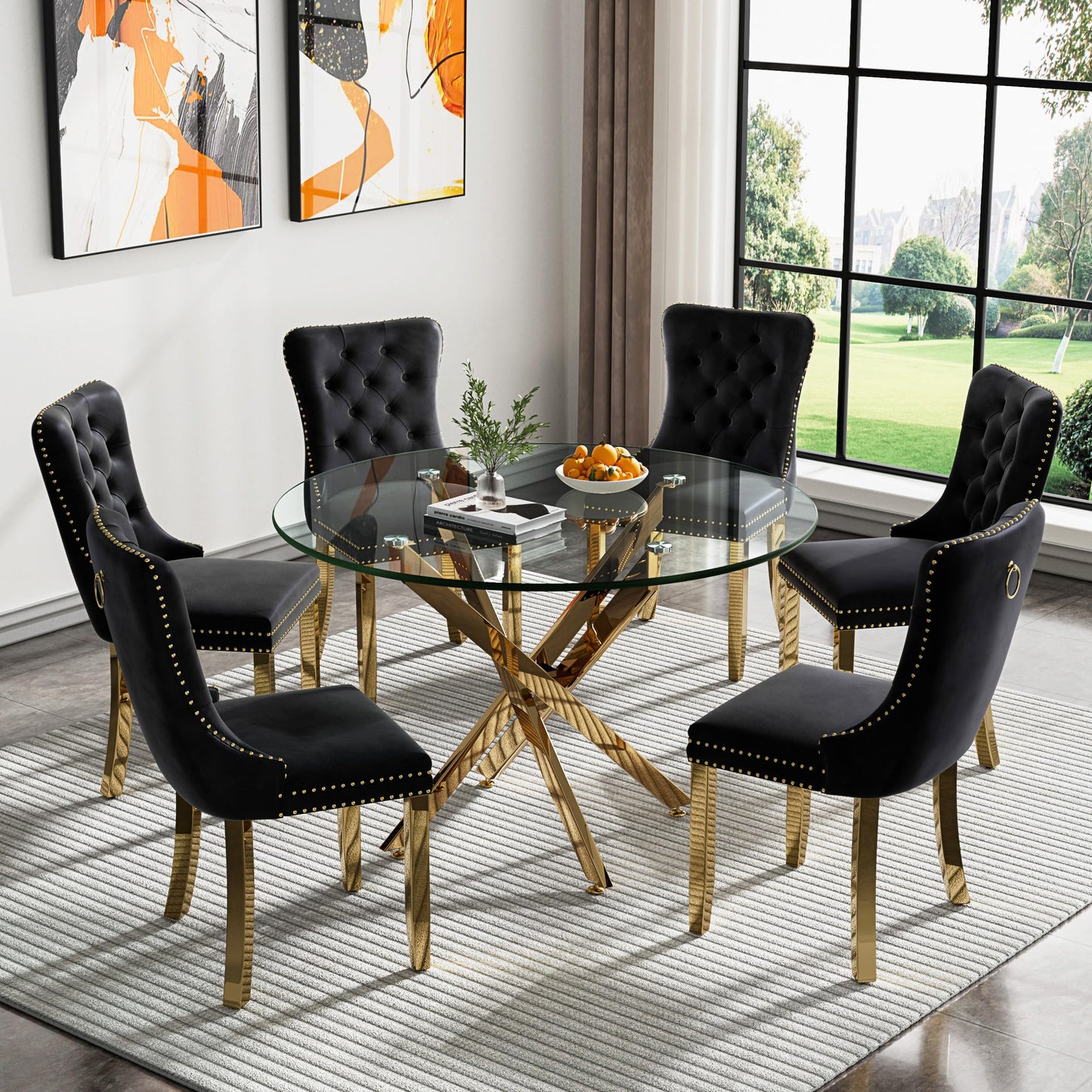 36" Silver Glass Dining Set – 5 Pieces