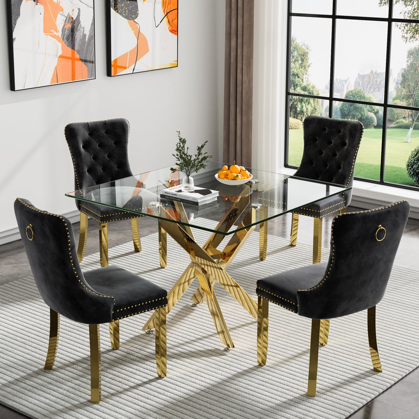 36" Silver Glass Dining Set – 5 Pieces