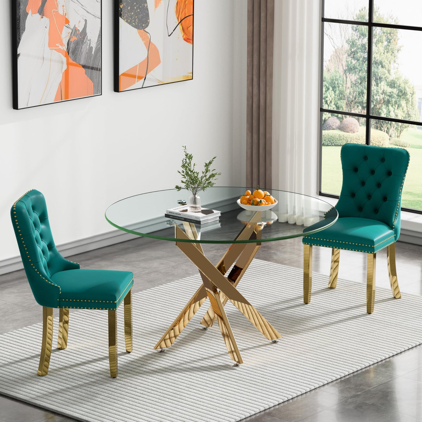 36" Silver Glass Dining Set – 5 Pieces