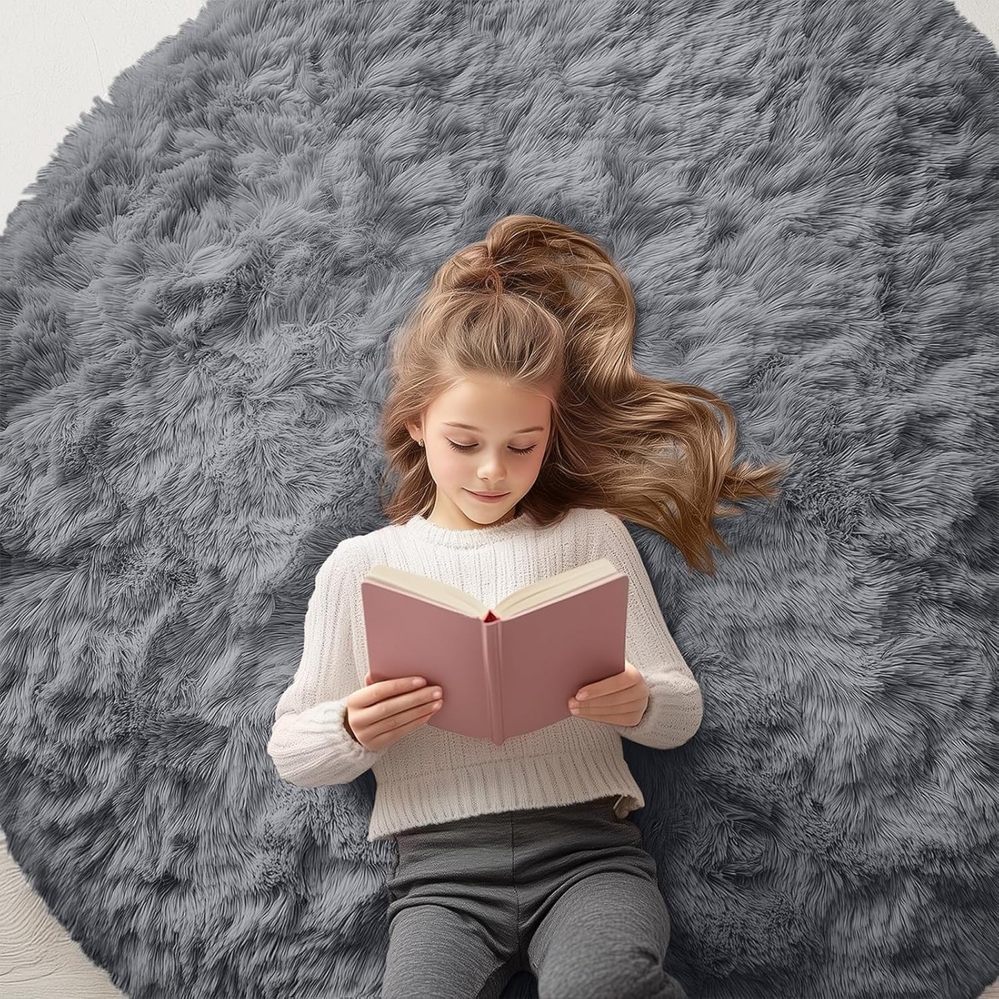 OLANLY 4x5.9 Grey Shag Rug