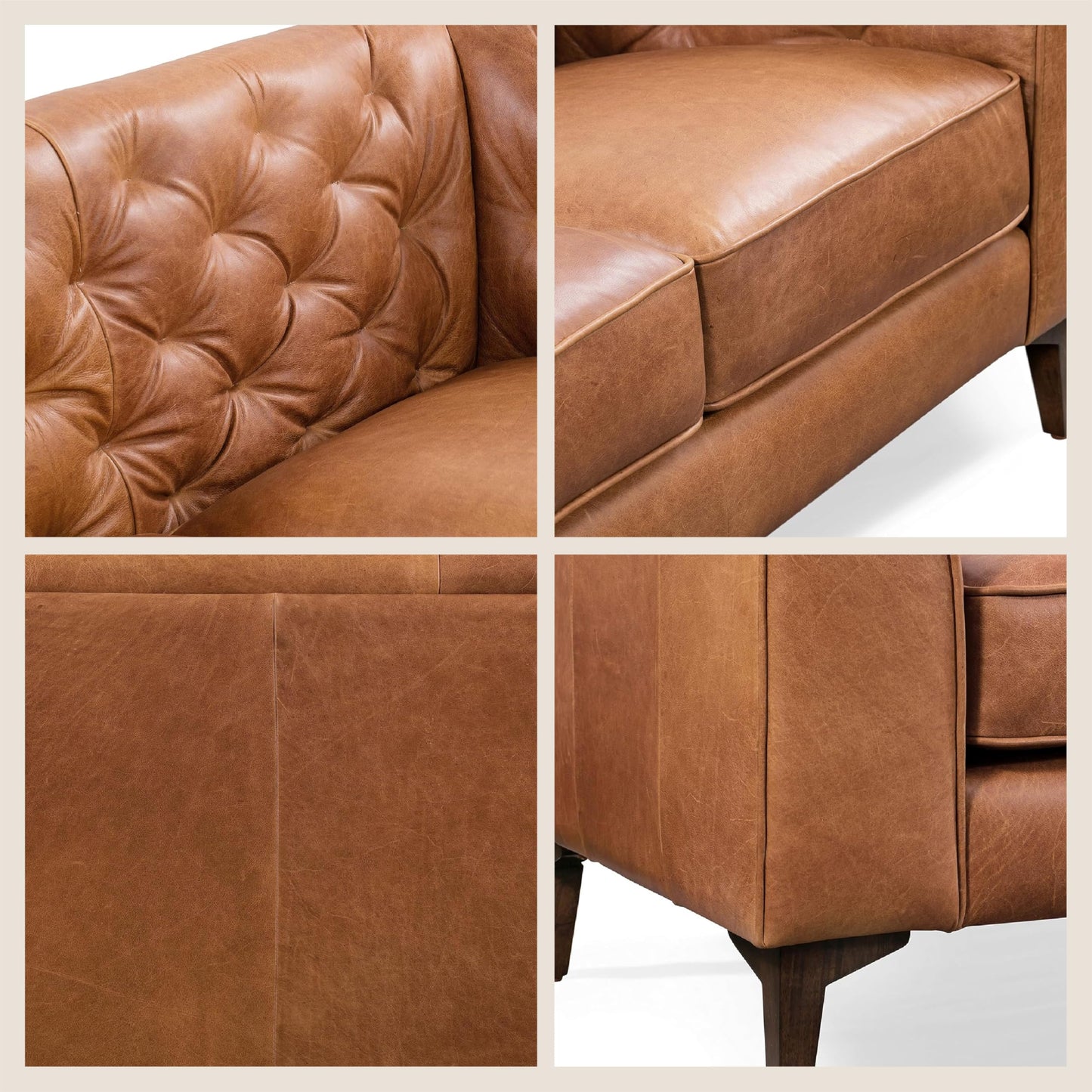 POLY & BARK 74" Leather Sofa – Cognac Tan