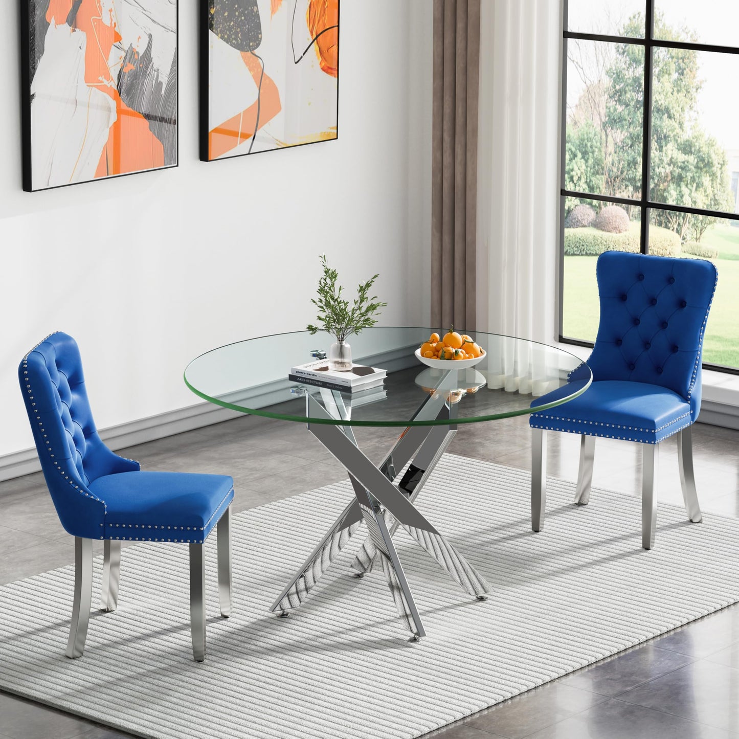 36" Silver Glass Dining Set – 5 Pieces