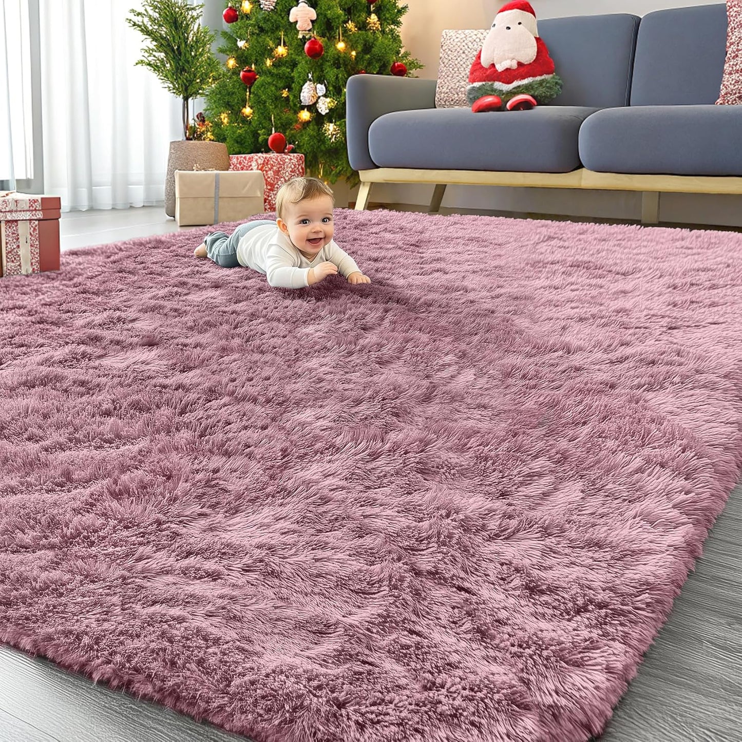OLANLY 4x5.9 Grey Shag Rug