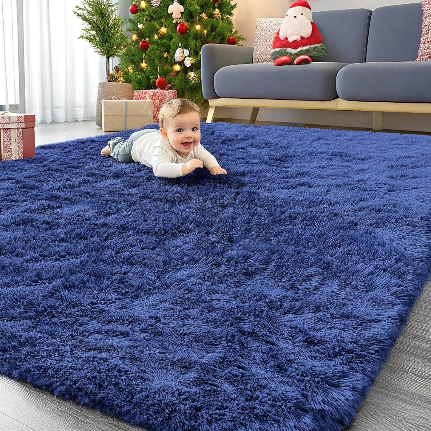 OLANLY 4x5.9 Grey Shag Rug