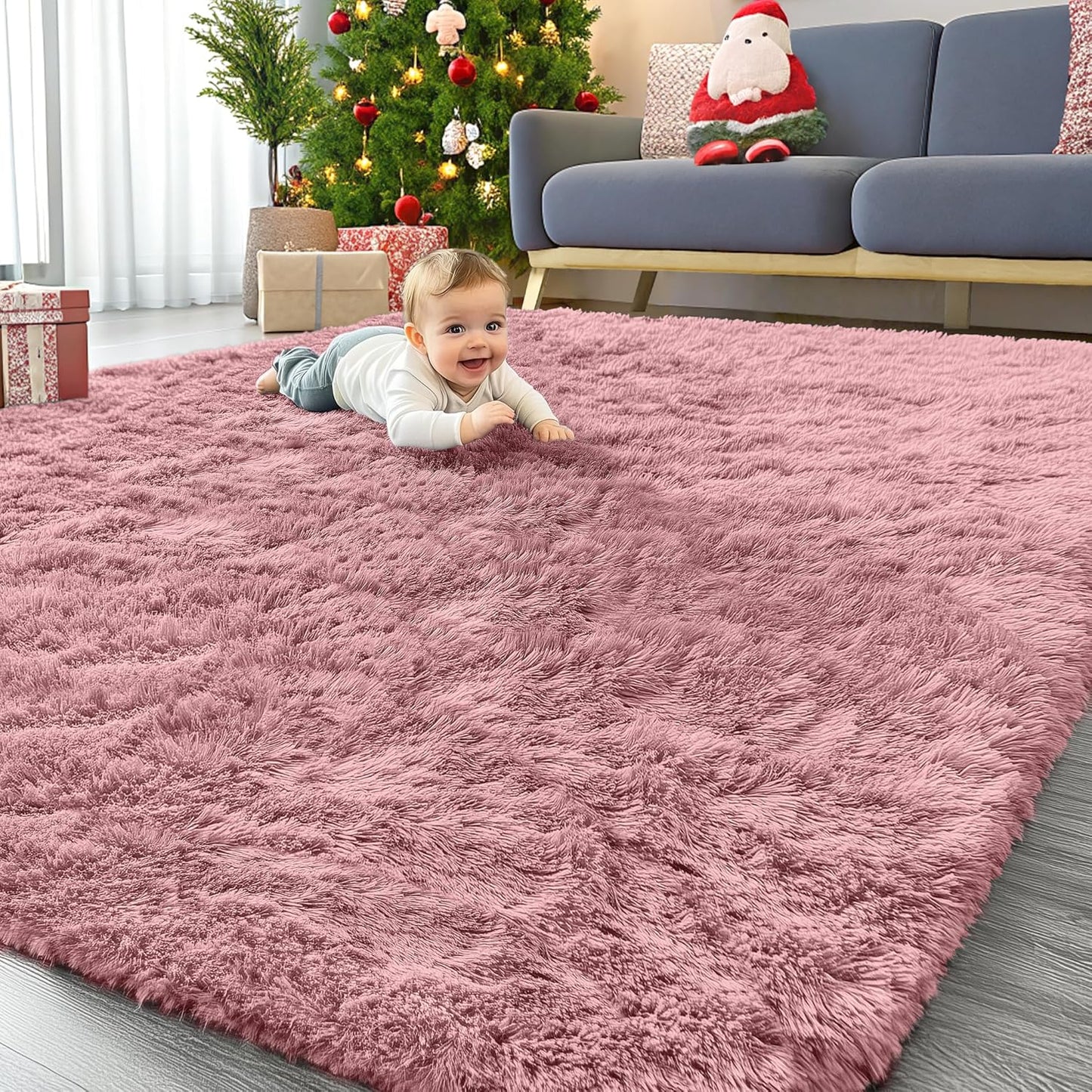 OLANLY 4x5.9 Grey Shag Rug