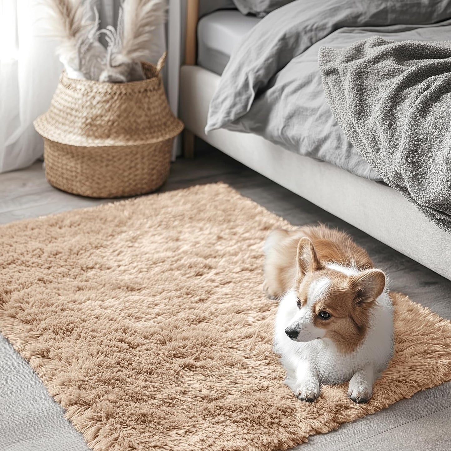 OLANLY 4x5.9 Grey Shag Rug