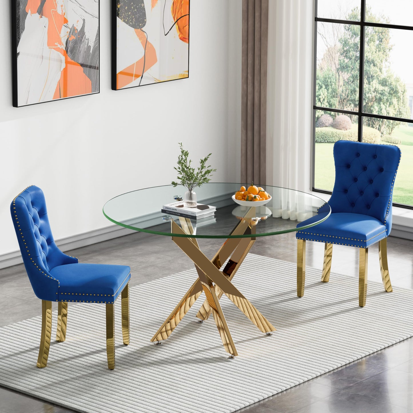 36" Silver Glass Dining Set – 5 Pieces